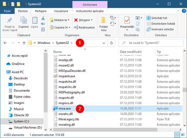 FiÈ™ierul msra.exe din Windows 10