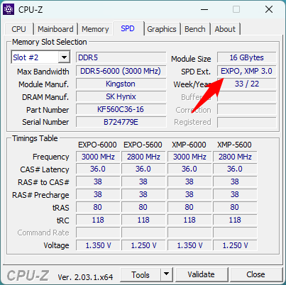 Folosește CPU-Z pentru a afla dacă memoria ta RAM DDR5 este compatibilă cu AMD EXPO