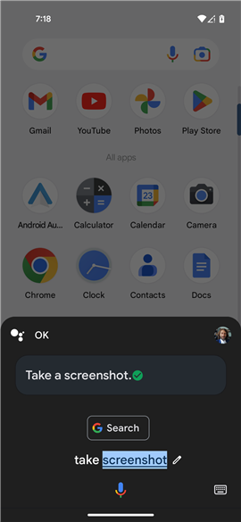 Ask Google Assistant to take a screenshot