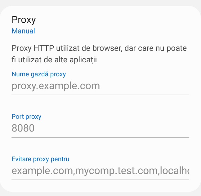 SetÄƒrile proxy pe dispozitive cu Android