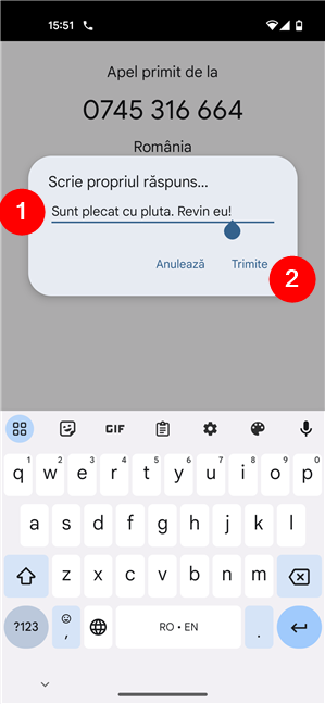 Scrie un mesaj de rÄƒspuns rapid personalizat