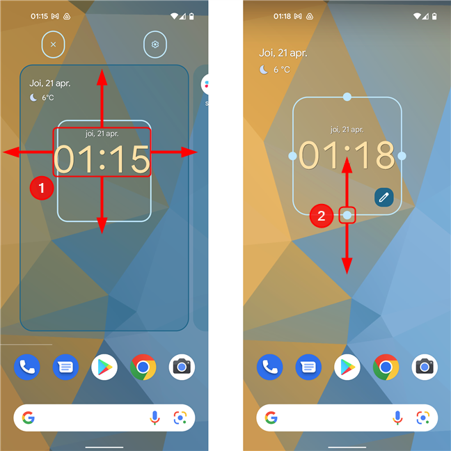 Modifică mărimea și poziția unui Widget pe Google Pixel