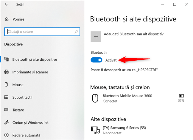 Activează Bluetooth în Windows 10