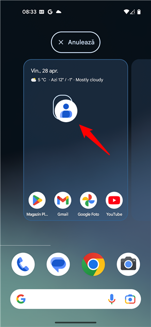 MutÄƒ-È›i degetul pentru a plasa widgetul pe Ecranul de pornire