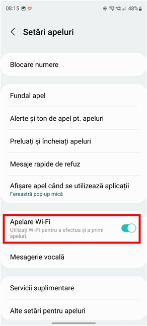 PorneÈ™te Apelarea Wi-Fi pe un smartphone Samsung Galaxy