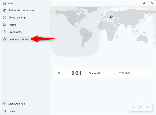 AcceseazÄƒ Ceasul internaÈ›ional din Windows 10 È™i Windows 11