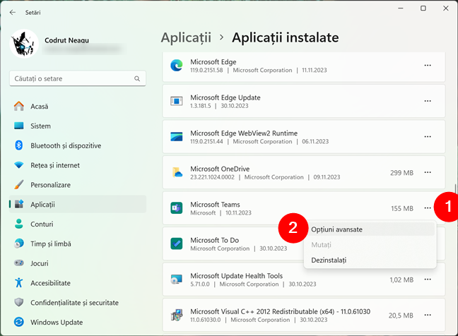 AcceseazÄ OpÈiunile avansate ale aplicaÈiei