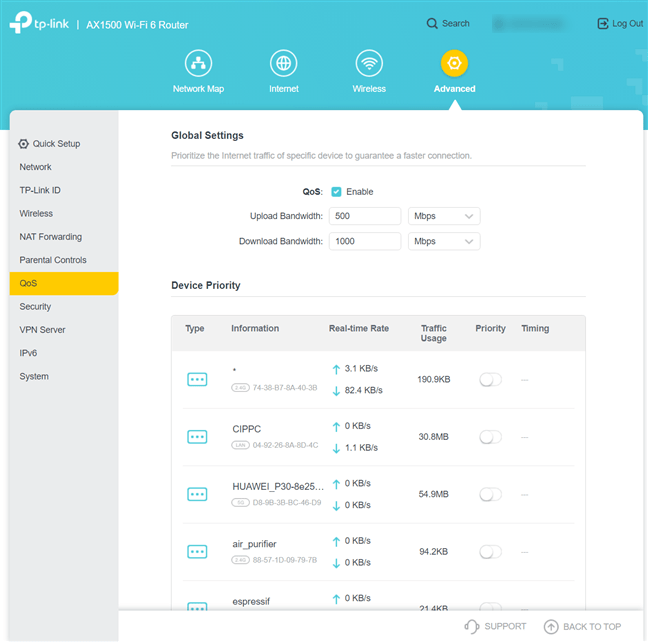 TP-Link Archer AX10 - setÄƒrile avansate