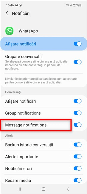 AcceseazÄƒ Message notifications