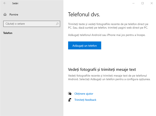 Fereastra Telefonul dvs este acum goalÄƒ