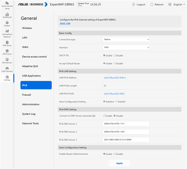 Configurarea IPv6