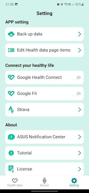 SetÄrile disponibile în ASUS VivoWatch 5 AERO