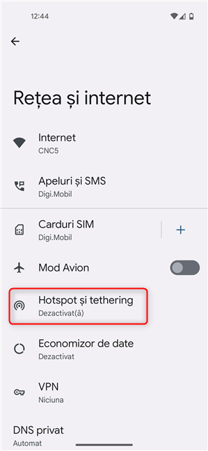 ApasÄ pe Hotspot Èi tethering