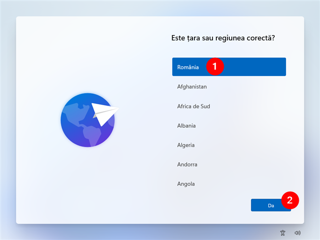 Alegerea È›Äƒrii sau a regiunii Ã®n timpul instalÄƒrii Windows 11