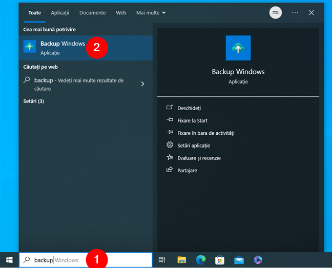 Deschide Backup Windows Ã®n Windows 10 folosind cÄƒutarea