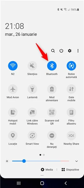 Pornește Bluetooth pe Android din setările rapide ale dispozitivelor Samsung