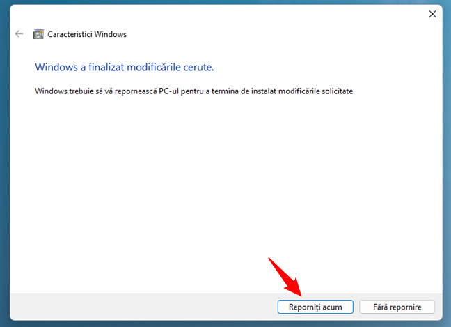 ReporneÈ™te pentru a finaliza instalarea modificÄƒrilor