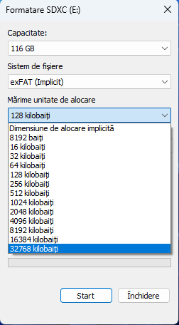 Alege MÄrimea unitÄÈii de alocare