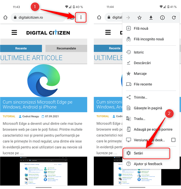 ApasÄƒ butonul SetÄƒri din meniul browserului