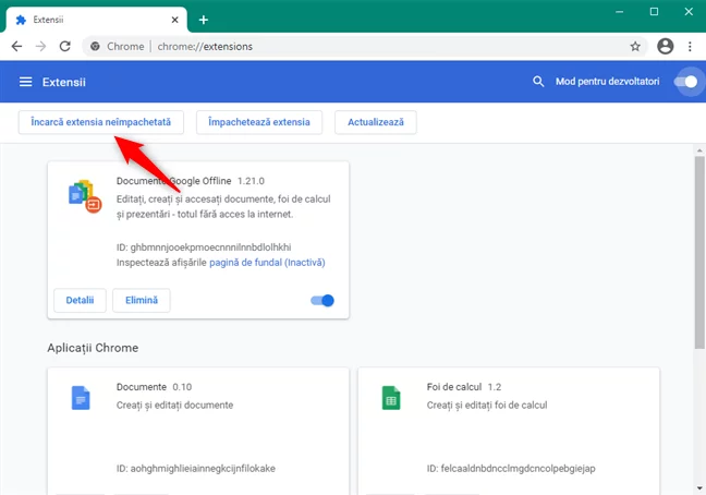 Încărcarea extensiei Ruffle pentru Chrome