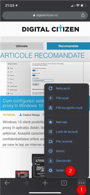 AcceseazÄ SetÄri în Chrome pentru iOS Èi iPadOS