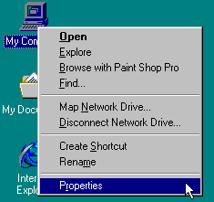 Meniul contextual de altÄƒdatÄƒ (Windows 98)