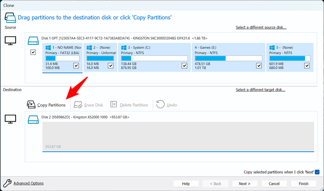 ApasÄƒ pe Copy Partitions