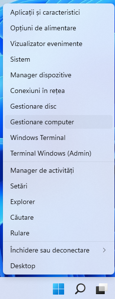 ApasÄƒ Win + X, urmat de G, pentru a deschide Gestionare computer