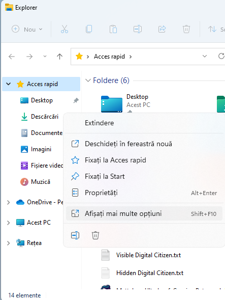 În meniul clic dreapta din Windows 11, alege mai întâi Afișați mai multe opțiuni
