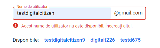 Introdu alt Nume de utilizator sau alege unul dintre cele sugerate