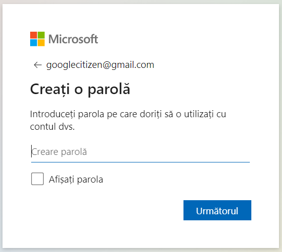 PoÈ›i crea un cont Microsoft cu o adresÄƒ de Gmail