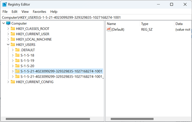 SID al unui cont de utilizator