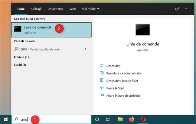Deschidere Linie de comandă (Command Prompt) în Windows 10