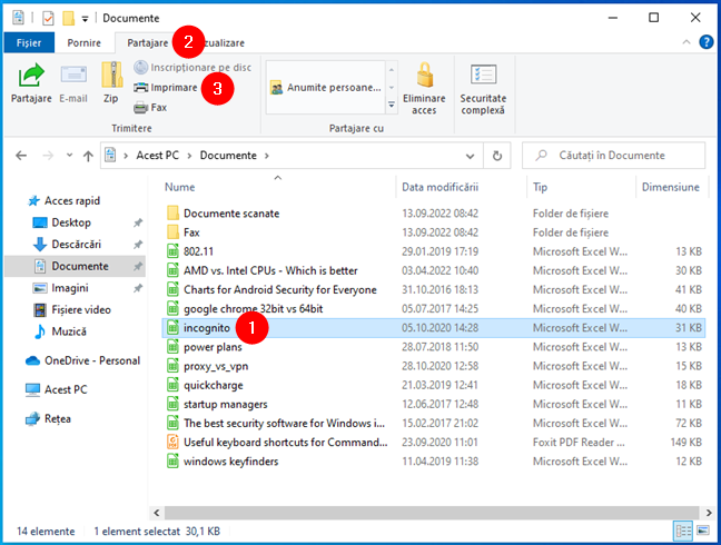 Cum imprimi în Windows 10: opțiunea Imprimare din fila Partajare a File Explorer