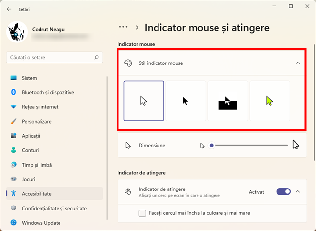 SchimbÄƒ culoarea indicatorului din Windows