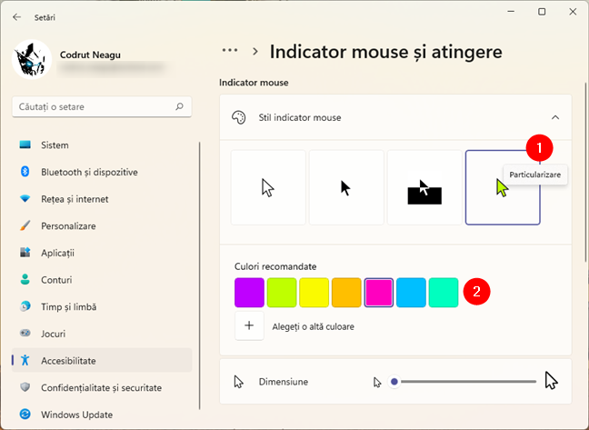 Alege una din culorile recomandate pentru un cursor vesel