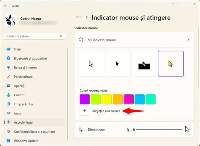 Alege o altÄƒ culoare pentru indicatorul de mouse