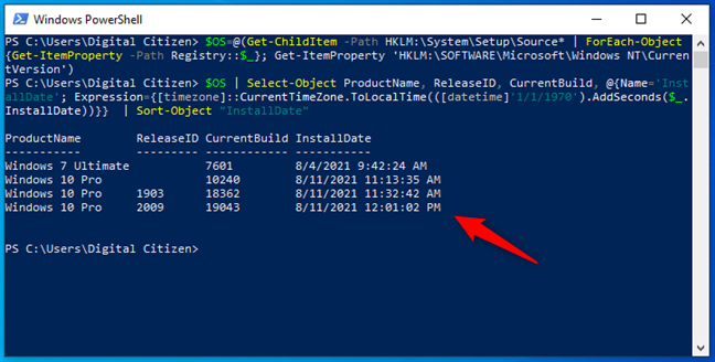 AflÄƒ care este data originalÄƒ de instalare a Windows È™i actualizÄƒrile ce au urmat, folosind comenzi avansate Ã®n PowerShell