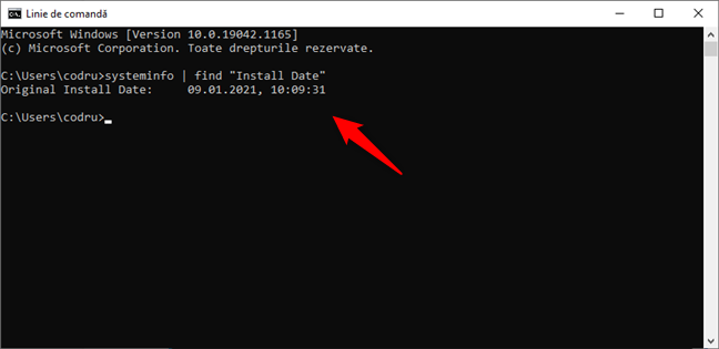 Pentru a afla data de instalare a Windows, poți folosi comanda systeminfo