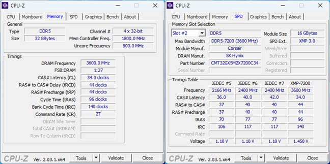 SpecificaÈ›iile tehnice ale unui kit de memorie DDR5-7200 cu un CL de 34