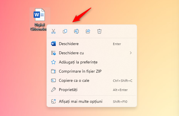 ScurtÄƒturile Decupare È™i Copiere Ã®n meniul clic dreapta din Windows 11