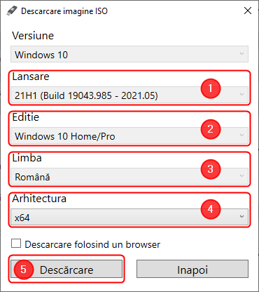 ConfigureazÄƒ fiÈ™ierul ISO ce va fi descÄƒrcat