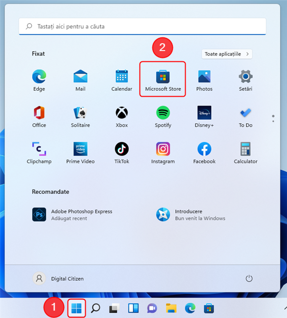 ÃŽn Meniul Start este fixatÄƒ deja o scurtÄƒturÄƒ pentru Microsoft Store