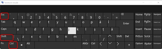 Comanda rapidă de tastatură pentru Managerul de activități