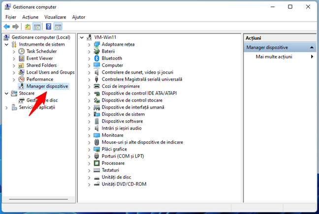 Manager Dispozitive în Gestionare computer din Windows 11