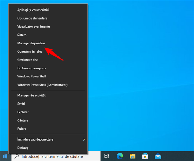 Deschide Manager dispozitive din meniul WinX Ã®n Windows 10