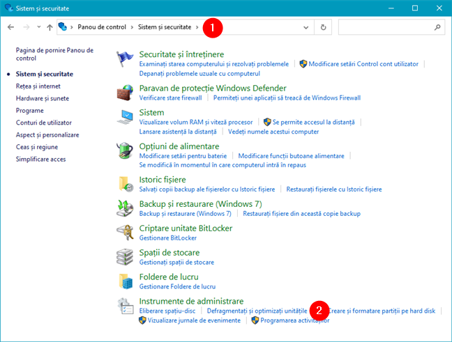 Deschide DefragmentaÈ›i È™i optimizaÈ›i unitÄƒÈ›ile Ã®n panoul de control din Windows 10