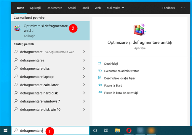 CautÄƒ Optimizare È™i defragmentare unitÄƒÈ›i Ã®n Windows 10