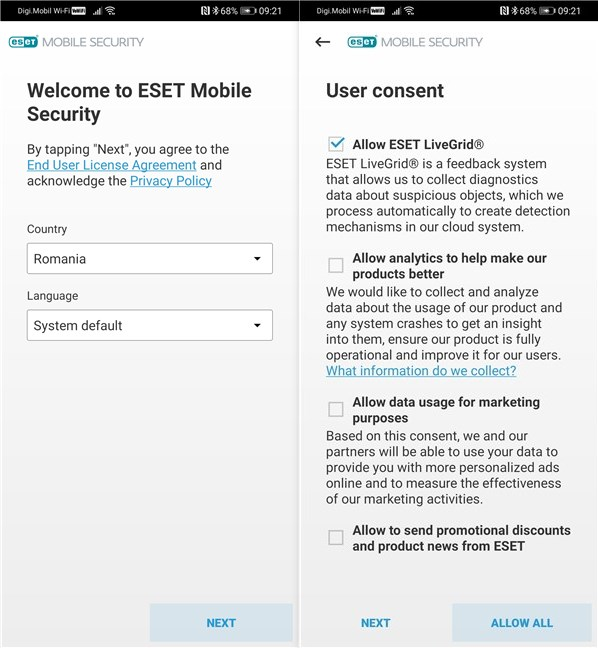 Bine ai venit la ESET Mobile Security & Antivirus
