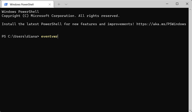Deschide Event Viewer din CMD, Windows Terminal ori PowerShell